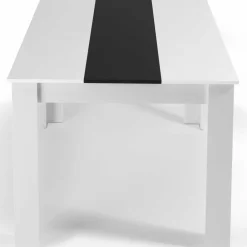 IDMarket Table à manger blanche et noire 140 cm et 6 chaises noires liseré blanc* Meubles Blancs|Collection Contemporaine