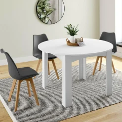 IDMarket Table à manger blanche extensible ronde pour 4-8 personnes* Collection Design|Tables