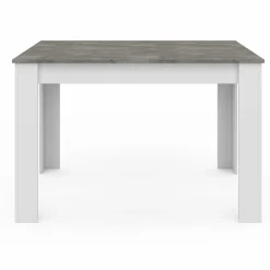 IDMarket Table à manger blanche rectangle plateau effet béton 4 personnes* Collection Design|Collection Contemporaine