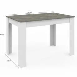 IDMarket Table à manger blanche rectangle plateau effet béton 4 personnes* Collection Design|Collection Contemporaine