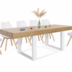 IDMarket Table à manger bois 10 personnes pieds blancs* Meubles En Bois|Collection Design