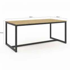 IDMarket Table à manger bois et métal noir 180 cm* Meubles Bas|Meubles En Bois