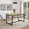 IDMarket Table à manger bois et métal noir 150 cm* Meubles En Bois|Collection Industrielle