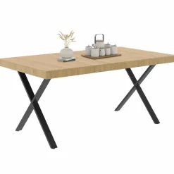 IDMarket Table à manger bois et métal noir 160 cm* Meubles Bas|Collection Industrielle