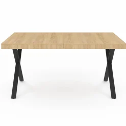 IDMarket Table à manger bois et métal noir 160 cm* Meubles Bas|Collection Industrielle