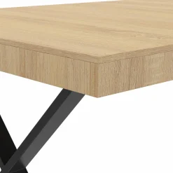 IDMarket Table à manger bois et métal noir 160 cm* Meubles Bas|Collection Industrielle