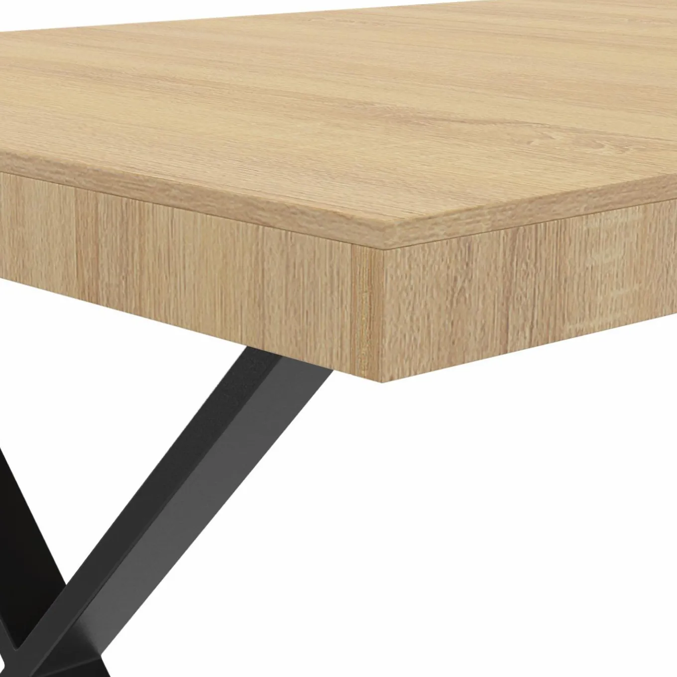 IDMarket Table à manger bois et métal noir 160 cm* Meubles Bas|Collection Industrielle