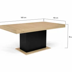 IDMarket Table à manger bois et noir 8 personnes 160 cm* Collection Design|Collection Moderne