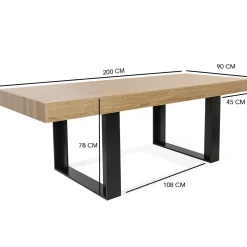 IDMarket Table à manger bois et noir 200 cm* Meubles En Bois|Collection Design