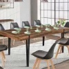 IDMarket Table à manger bois foncé extensible 6-10 personnes avec pied épingle* Collection Vintage|Collection Industrielle