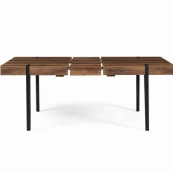 IDMarket Table à manger bois foncé extensible 6-10 personnes avec pied épingle* Collection Vintage|Collection Industrielle