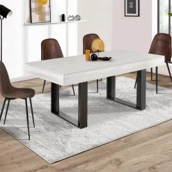 IDMarket Table à manger bois gris 160 cm* Collection Design|Collection Moderne