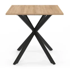 IDMarket Table à manger carrée 80 cm 4 personnes en bois et pied araignée en métal noir* Salle À Manger Complète|Tables Et Chaises
