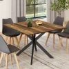 IDMarket Table à manger carrée 110 cm 8 personnes plateau en bois foncé avec pied araignée en métal noir* Collection Vintage|Collection Industrielle