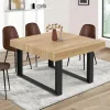 IDMarket Table à manger carrée 6 personnes bois et noir* Meubles En Bois|Tables
