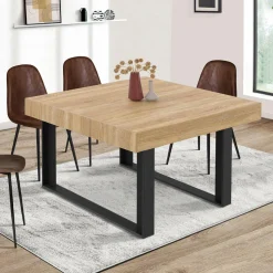 IDMarket Table à manger carrée 6 personnes bois et noir* Meubles En Bois|Tables