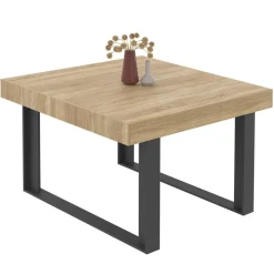 IDMarket Table à manger carrée 6 personnes bois et noir* Meubles En Bois|Tables