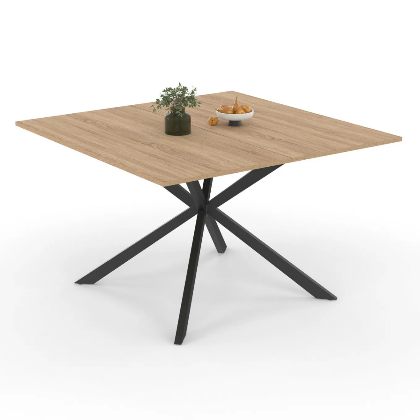 IDMarket Table à manger carrée bois et noir pour 8 personnes* Meubles En Bois|Tables