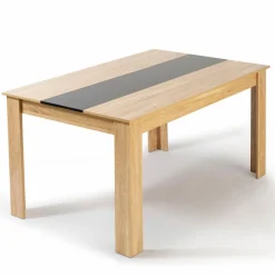 IDMarket Table à manger en bois imitation hêtre et noir 140 cm et 6 chaises noires* Collection Contemporaine|Salle À Manger Complète