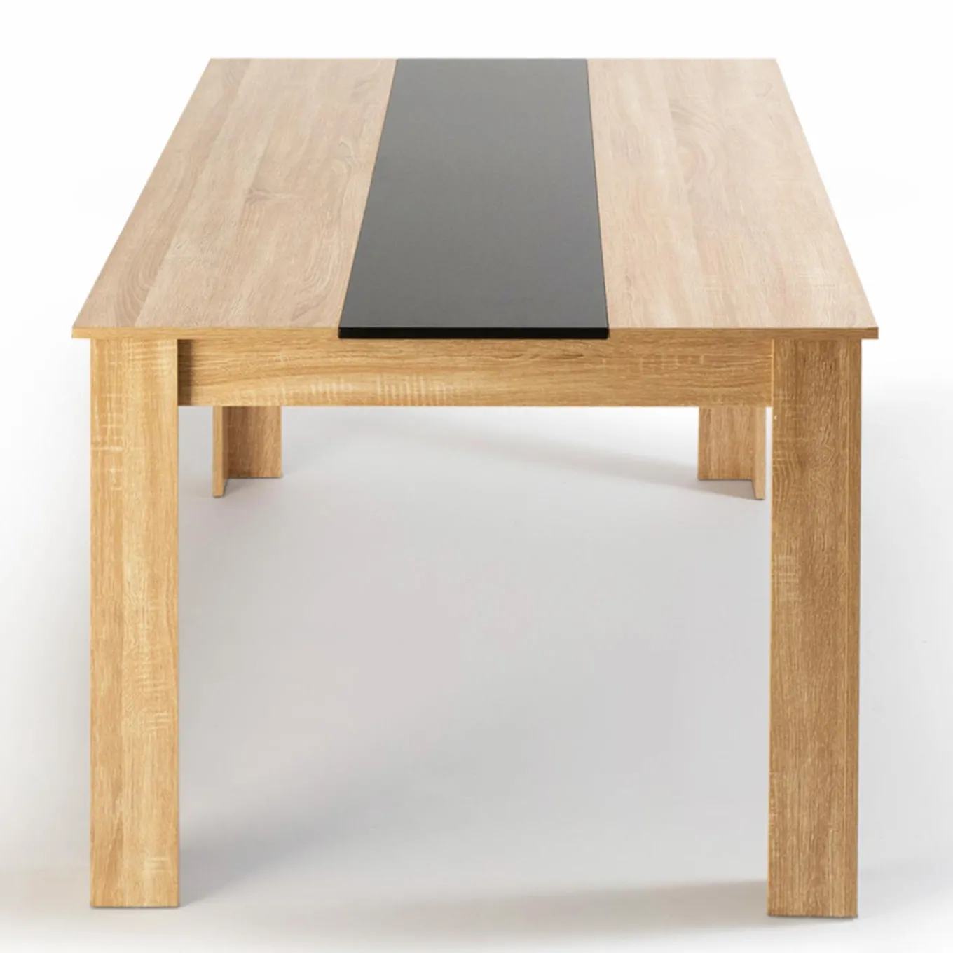 IDMarket Table à manger en bois imitation hêtre et noir 140 cm et 6 chaises noires* Collection Contemporaine|Salle À Manger Complète