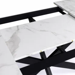 IDMarket Table à manger extensible effet marbre blanc* Collection Design|Collection Moderne