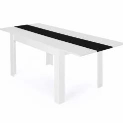 IDMarket Table à manger extensible rectangle blanche et noire 6-10 personnes 140-220 cm* Meubles Blancs|Collection Design