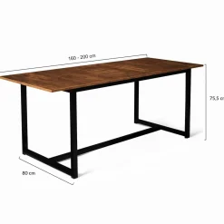 IDMarket Table à manger extensible industrielle 6 à 10 personnes* Collection Vintage|Collection Industrielle