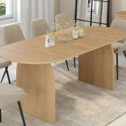IDMarket Table à manger extensible ovale 6-10 personnes 160 - 200 cm en bois façon hêtre* Meubles En Bois|Tables