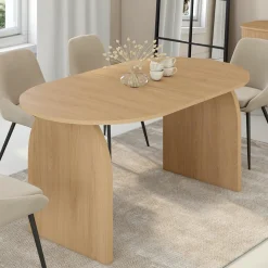 IDMarket Table à manger extensible ovale 6-10 personnes 160 - 200 cm en bois façon hêtre* Meubles En Bois|Tables