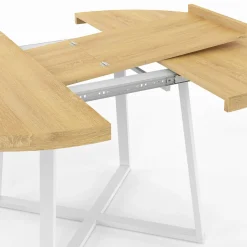 IDMarket Table à manger extensible ronde 4-8 personnes bois et blanc 110-150 cm* Tables|Tables Et Chaises