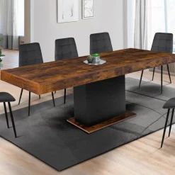 IDMarket Table à manger extensible bois effet vieilli et noir 6-10 personnes 160-200 cm* Collection Design|Collection Vintage