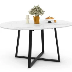 IDMarket Table à manger extensible ronde 4-8 personnes noire* Tables|Tables Et Chaises
