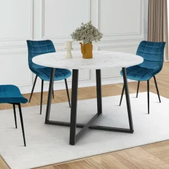 IDMarket Table à manger extensible ronde 4-8 personnes noire* Tables|Tables Et Chaises