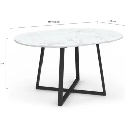 IDMarket Table à manger extensible ronde 4-8 personnes noire* Tables|Tables Et Chaises