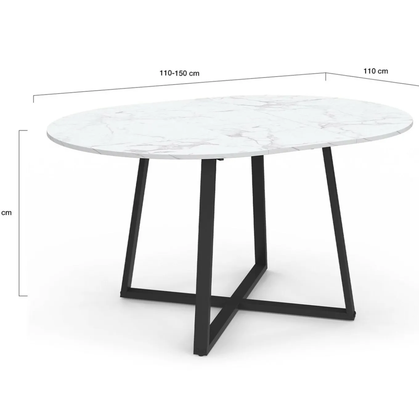 IDMarket Table à manger extensible ronde 4-8 personnes noire* Tables|Tables Et Chaises