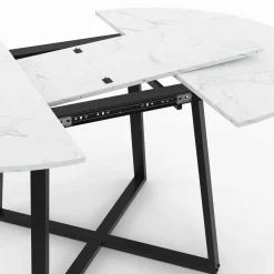 IDMarket Table à manger extensible ronde 4-8 personnes noire* Tables|Tables Et Chaises