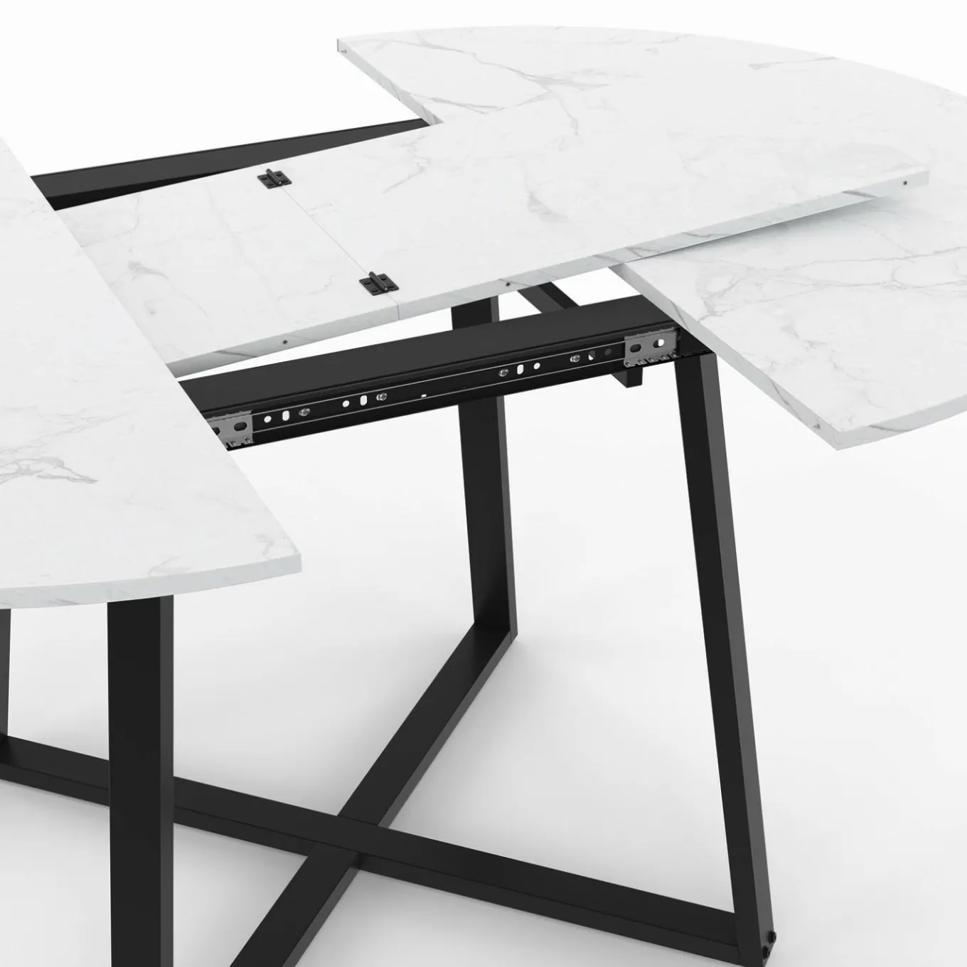 IDMarket Table à manger extensible ronde 4-8 personnes noire* Tables|Tables Et Chaises