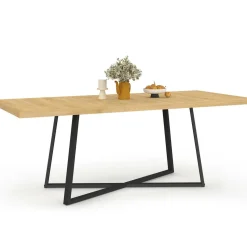 IDMarket Table à manger extensible rectangle 160-200 cm 6-10 personnes bois et noir* Collection Design|Collection Moderne