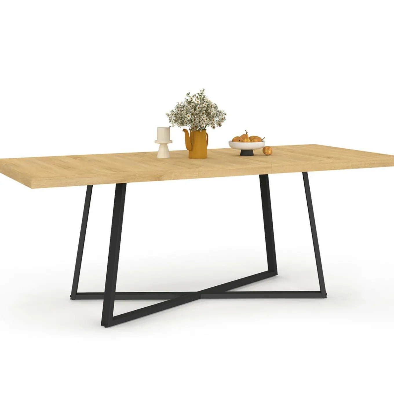 IDMarket Table à manger extensible rectangle 160-200 cm 6-10 personnes bois et noir* Collection Design|Collection Moderne