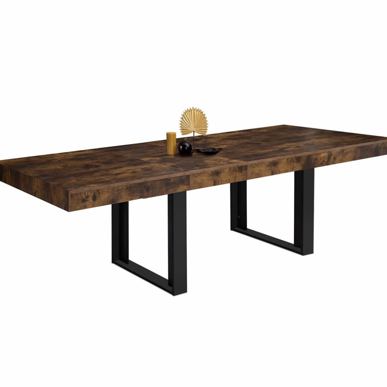 IDMarket Table à manger extensible rectangle bois et noir* Collection Design|Collection Vintage