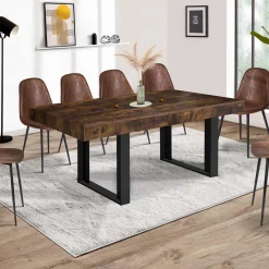 IDMarket Table à manger extensible rectangle bois et noir* Collection Design|Collection Vintage