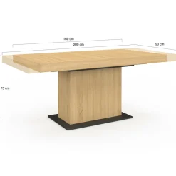 IDMarket Table à manger extensible rectangle bois et socle noir* Collection Design|Tables Et Chaises