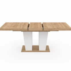 IDMarket Table à manger extensible avec pied central bois et blanc* Collection Contemporaine|Salle À Manger Complète