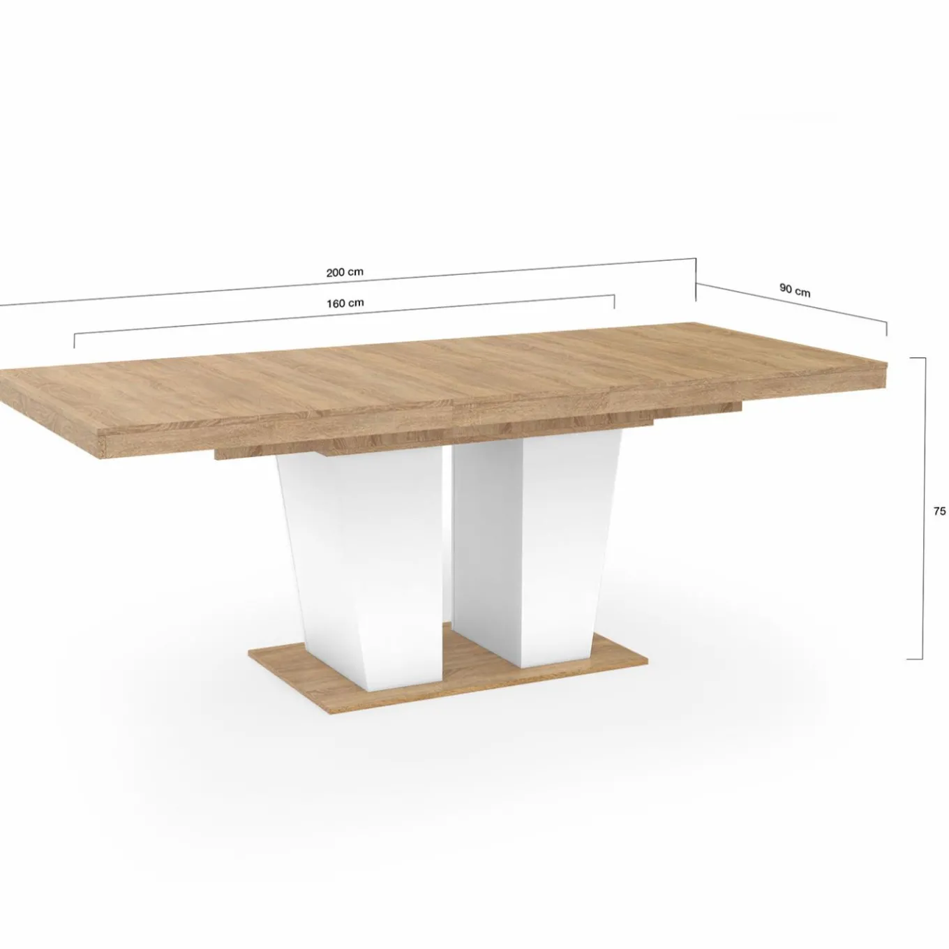 IDMarket Table à manger extensible avec pied central bois et blanc* Collection Contemporaine|Salle À Manger Complète