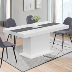 IDMarket Table à manger extensible rectangle blanche 160x200 cm* Collection Design|Tables Et Chaises