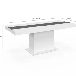 IDMarket Table à manger extensible rectangle blanche 160x200 cm* Collection Design|Tables Et Chaises