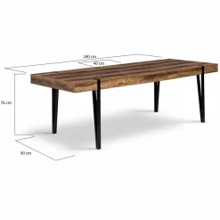 IDMarket Table à manger extensible en bois pieds épingle noir 8-12 personnes 200-240 cm* Collection Vintage|Tables