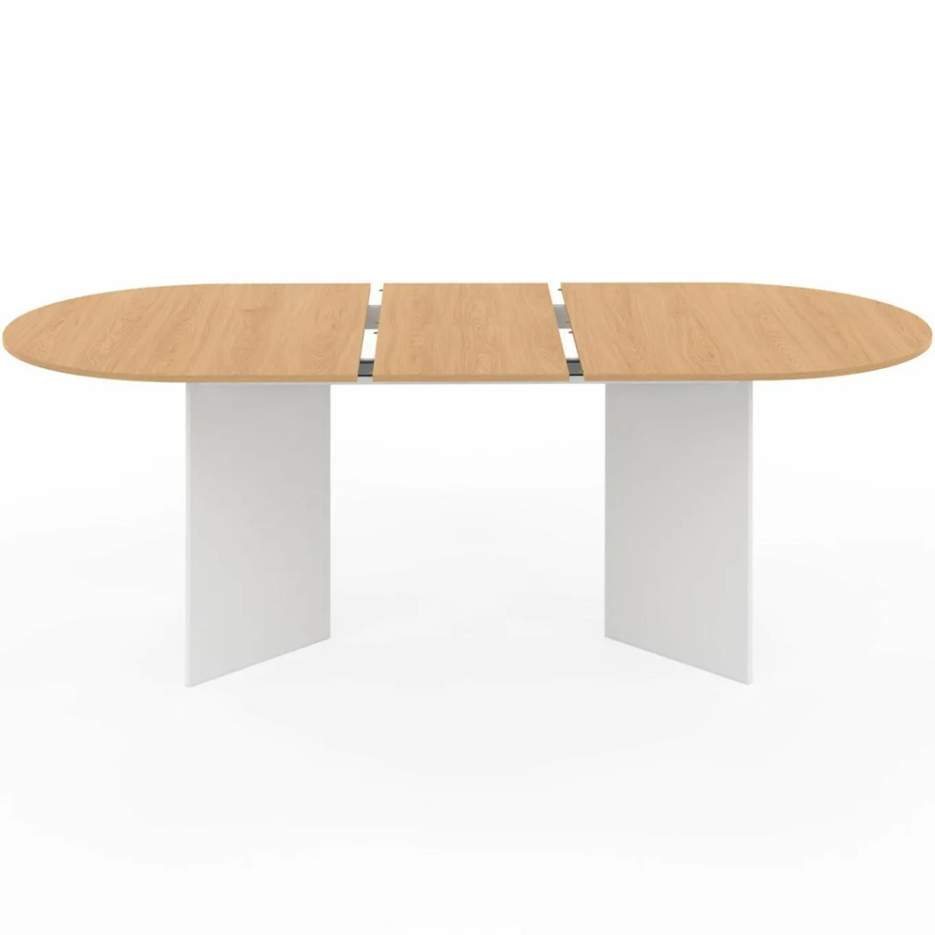 IDMarket Table à manger extensible ovale MARTHE 6 -10 personnes bois façon hêtre et blanc 160-200 cm* Meubles Blancs|Meubles En Bois