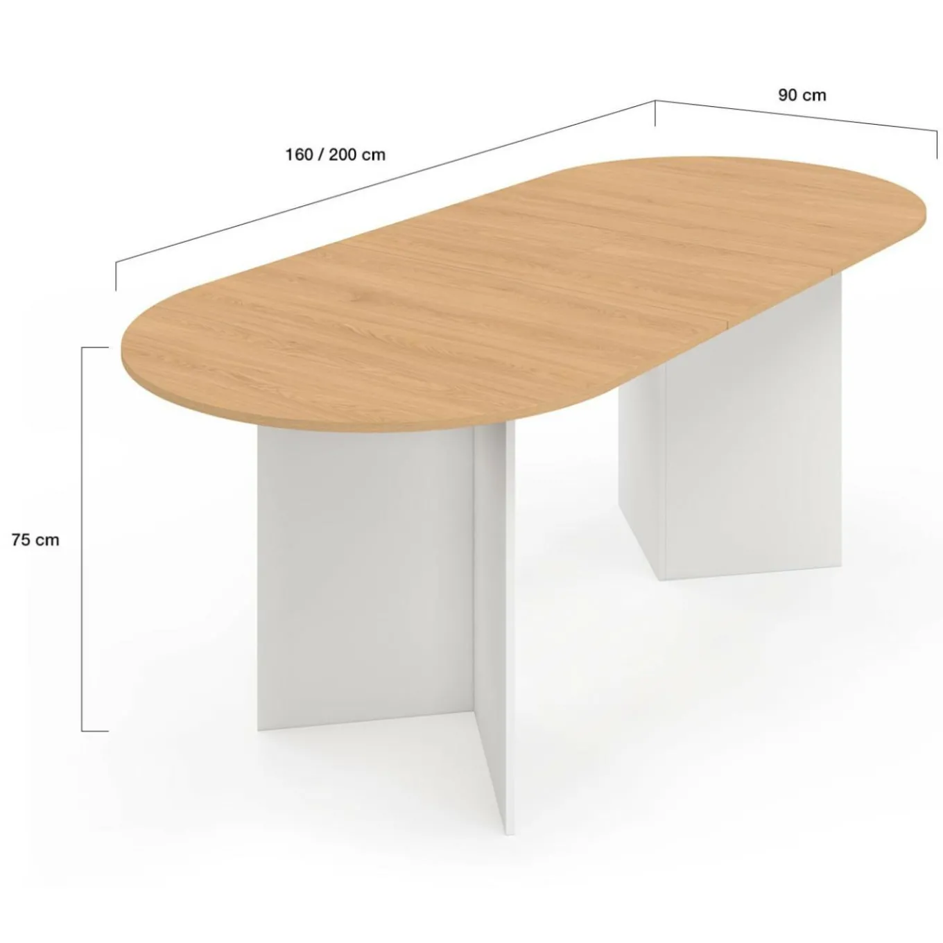 IDMarket Table à manger extensible ovale MARTHE 6 -10 personnes bois façon hêtre et blanc 160-200 cm* Meubles Blancs|Meubles En Bois