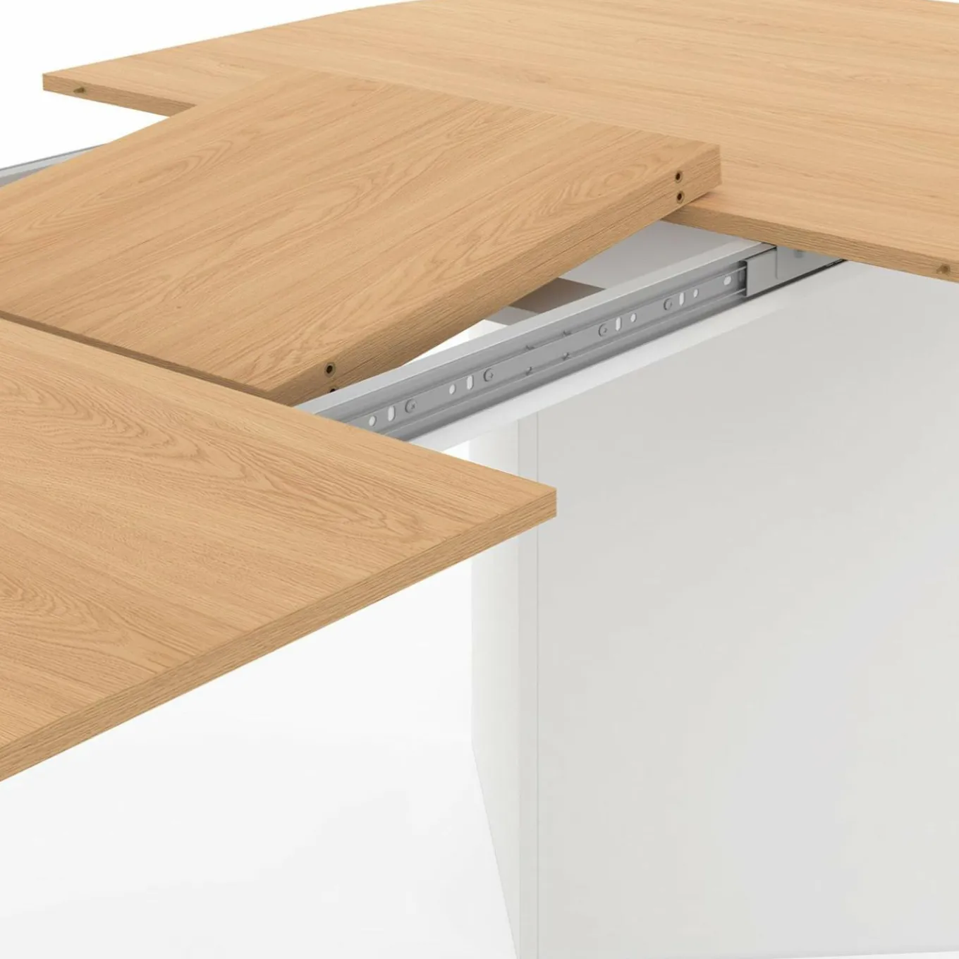 IDMarket Table à manger extensible ovale MARTHE 6 -10 personnes bois façon hêtre et blanc 160-200 cm* Meubles Blancs|Meubles En Bois